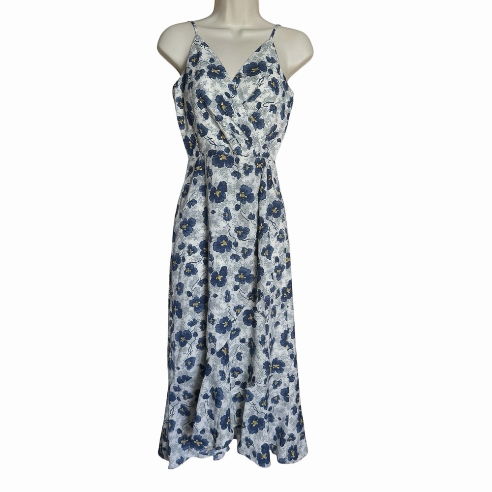 Chelsea 28 Faux Wrap Floral Dress XXS Blue Lenora NWT Coquette Tea Party Ruffles